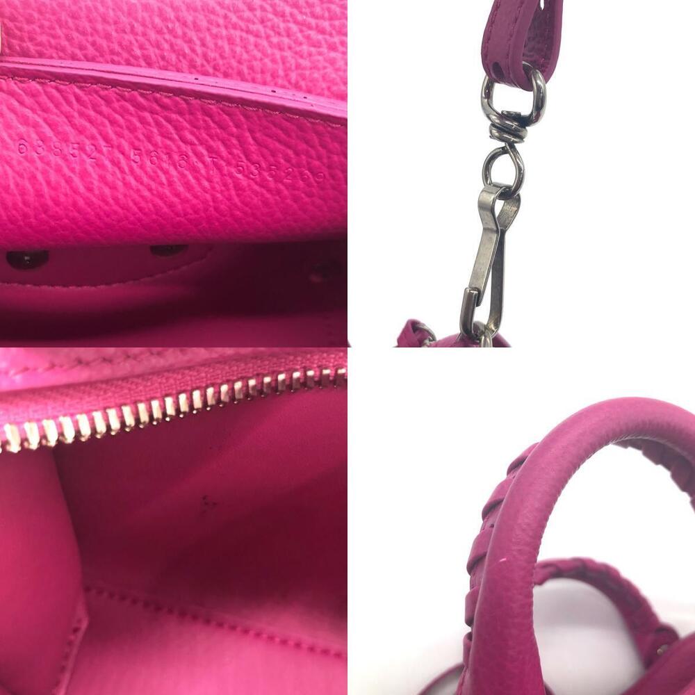Balenciaga NEO CITY Crossbody Bag Magenta Red silver leather - Picture 5 of 5